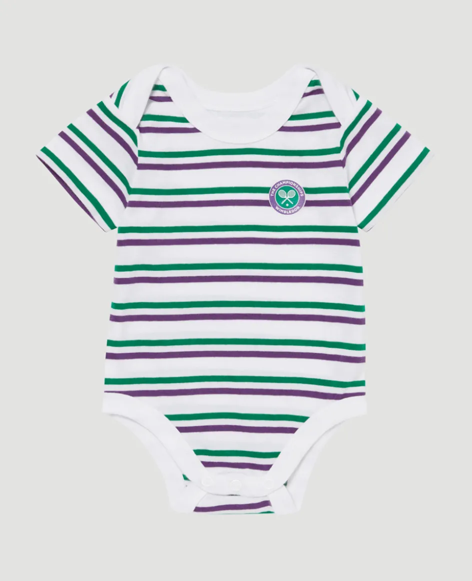 Wimbledon Babygrow - Green & Purple Stripes-Kids Baby Grows