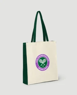 Wimbledon Championships Logo Shopper Tote - Natural with Green Gussets- Shopper|Tote