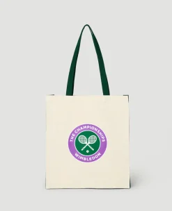 Wimbledon Championships Logo Shopper Tote - Natural with Green Gussets- Shopper|Tote