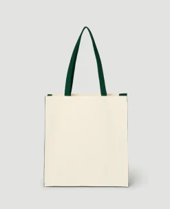 Wimbledon Championships Logo Shopper Tote - Natural with Green Gussets- Shopper|Tote