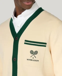 Wimbledon Contrast Piping Cardigan in Cream- Knitwear|Sweatshirts & Hoodies
