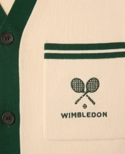 Wimbledon Contrast Piping Cardigan in Cream- Knitwear|Sweatshirts & Hoodies