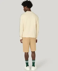 Wimbledon Contrast Stripe Knitted Sweater in Cream- Knitwear|Sweatshirts & Hoodies