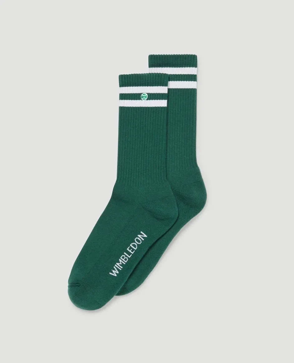 Wimbledon Crew Socks - Green & White- Accessories