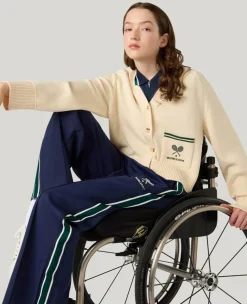 Wimbledon Crossed Racket Crop Cardigan in Cream-Women Knitwear|Sweatshirts & Hoodies