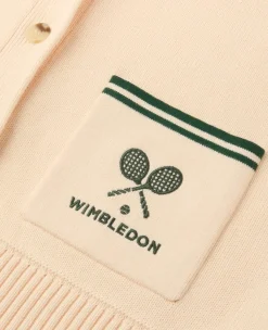 Wimbledon Crossed Racket Crop Cardigan in Cream-Women Knitwear|Sweatshirts & Hoodies