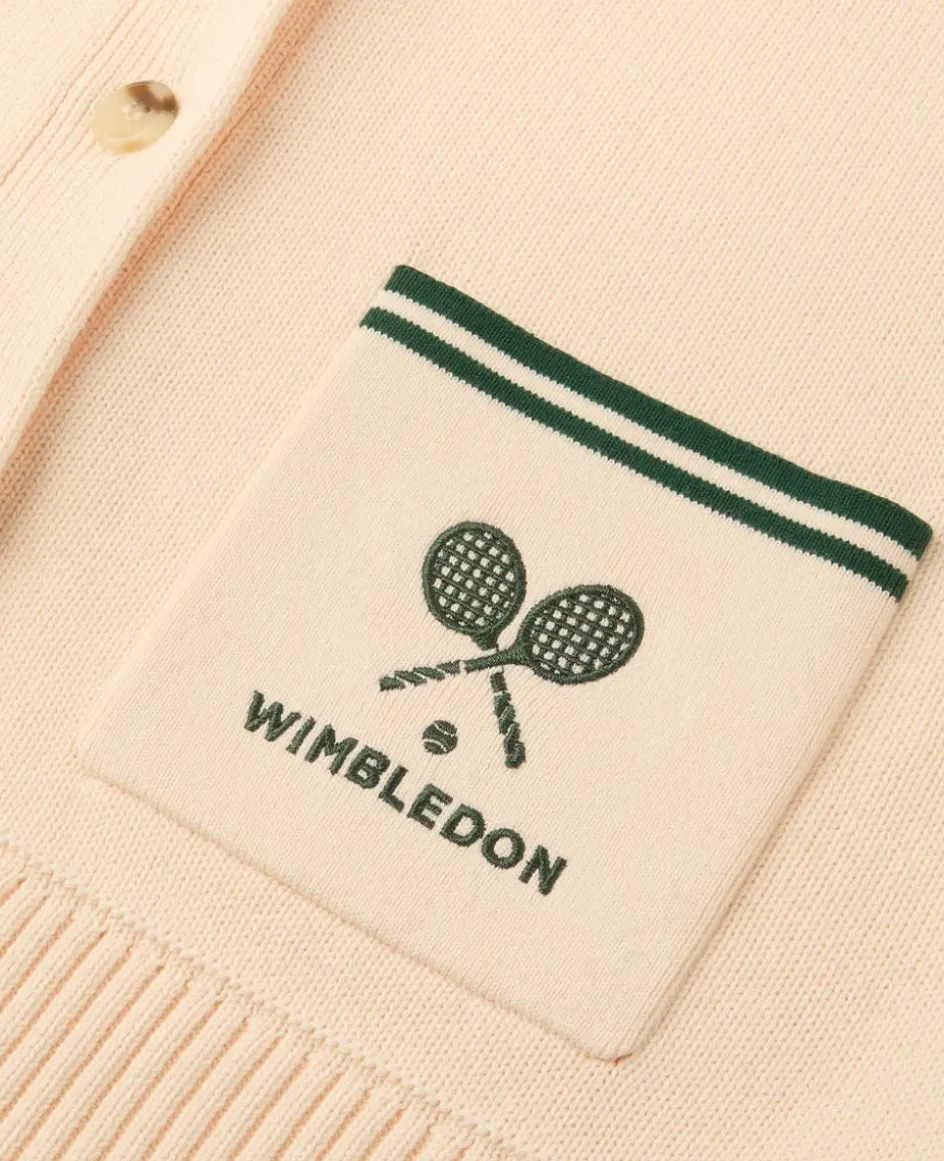Wimbledon Crossed Racket Crop Cardigan in Cream-Women Knitwear|Sweatshirts & Hoodies