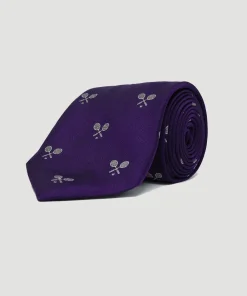 Wimbledon Cross Racket Tie - Purple- Accessories