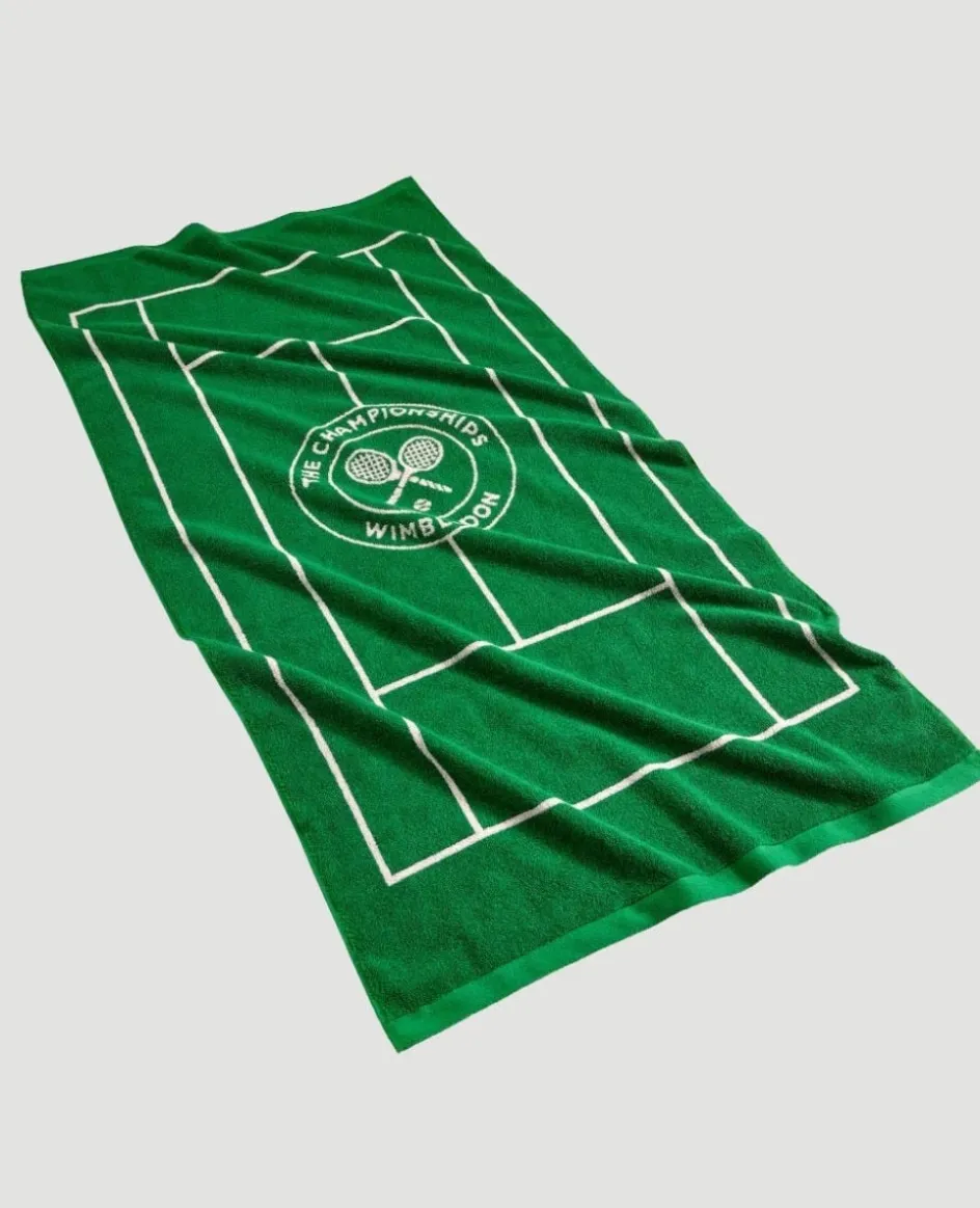 Wimbledon Green Tennis Court Cotton Bath Towel 70x133cm- Towels