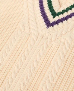 Wimbledon Heavy Knit Sleeveless Sweater in Cream-Women Knitwear|Sweatshirts & Hoodies