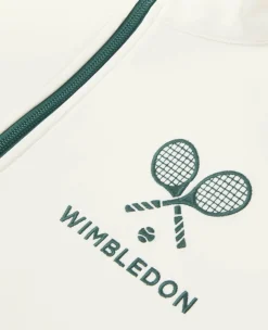 Wimbledon High Neck Zip Front Stripe Track Jacket in White-Women Jackets & Coats