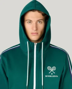 Wimbledon Interlock Stripe Hoodie in Green- Sweatshirts & Hoodies