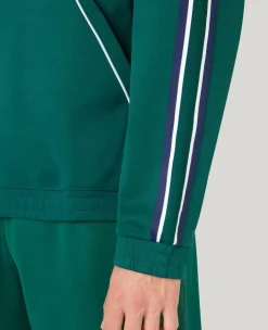 Wimbledon Interlock Stripe Hoodie in Green- Sweatshirts & Hoodies