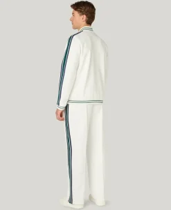 Wimbledon Interlock Stripe Track Pants in White- Trousers & Shorts