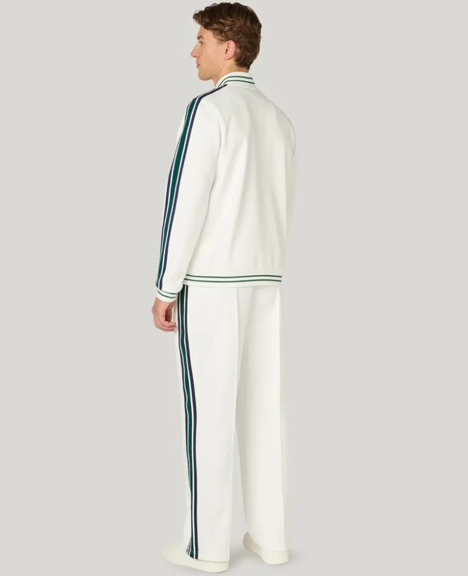 Wimbledon Interlock Stripe Track Pants in White- Trousers & Shorts