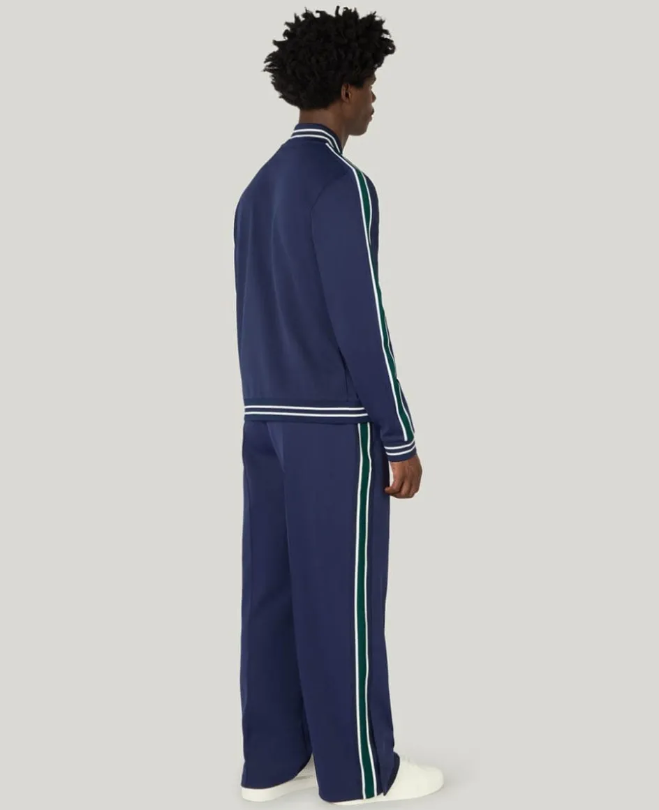 Wimbledon Interlock Stripe Track Pants in Navy- Trousers & Shorts