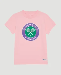 Wimbledon Kids Championships Logo T-Shirt - Pink-Kids Tops & T-Shirts
