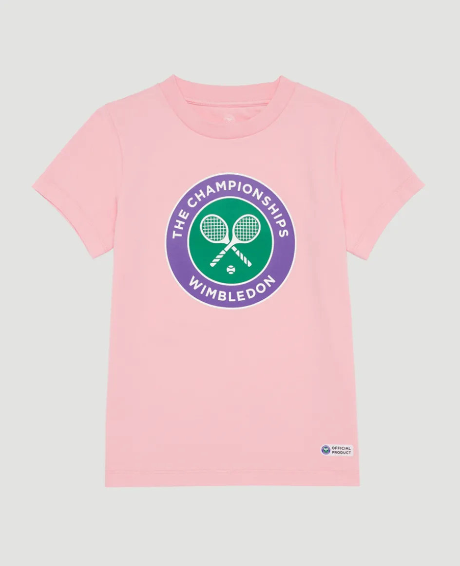 Wimbledon Kids Championships Logo T-Shirt - Pink-Kids Tops & T-Shirts