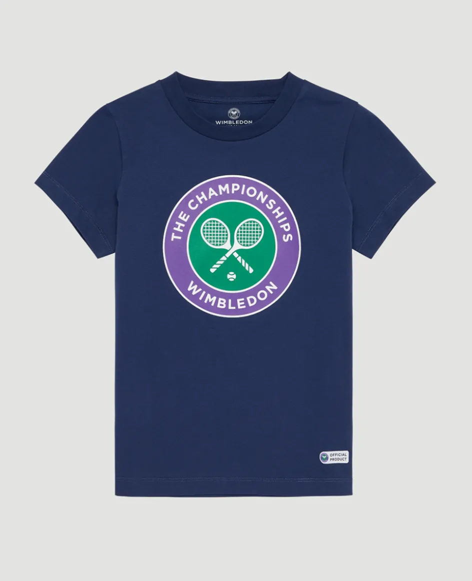 Wimbledon Kids Championships Logo T-Shirt - Navy-Kids Tops & T-Shirts