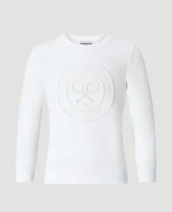 Wimbledon Kids Flocked Logo Sweatshirt - White-Kids Sweatshirts & Hoodies