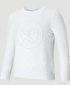 Wimbledon Kids Flocked Logo Sweatshirt - White-Kids Sweatshirts & Hoodies