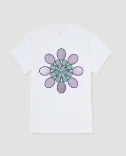 Wimbledon Kids Flower Racket T-Shirt - White-Kids Tops & T-Shirts