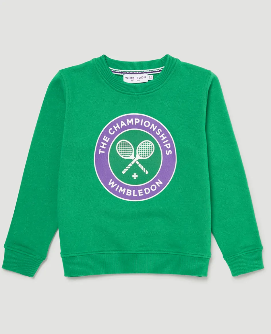 Wimbledon Kids Logo Sweatshirt - Green-Kids Sweatshirts & Hoodies