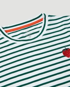 Wimbledon Kids Longsleeve Breton T-Shirt - White & Green-Kids Tops & T-Shirts