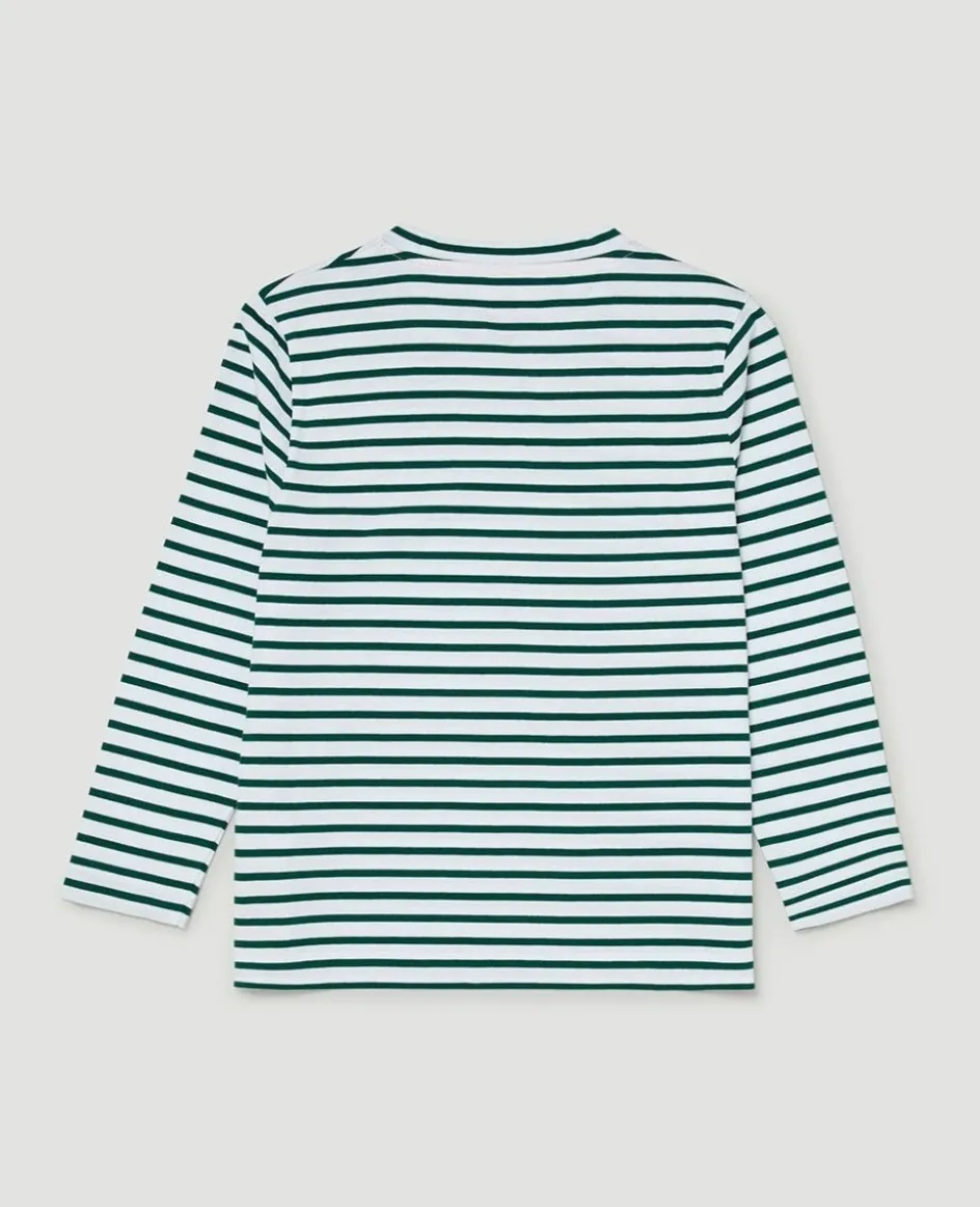 Wimbledon Kids Longsleeve Breton T-Shirt - White & Green-Kids Tops & T-Shirts