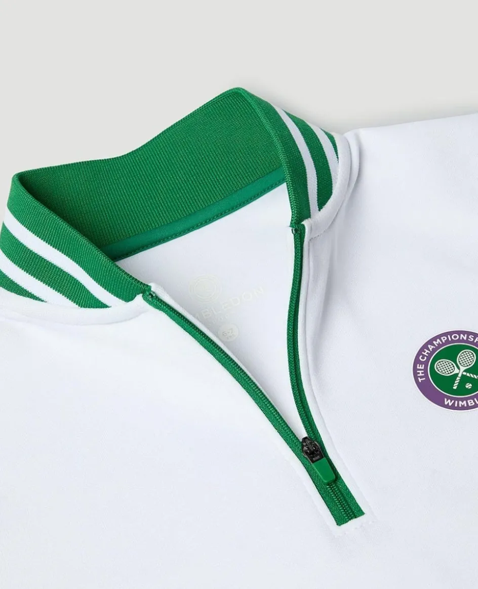 Wimbledon Kids Performance Half Zip Sweatshirt - Green-Kids Sweatshirts & Hoodies