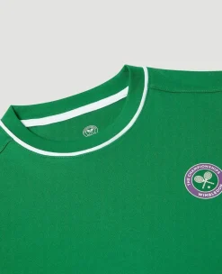 Wimbledon Kids Performance Piping T-Shirt - Green-Kids Tops & T-Shirts