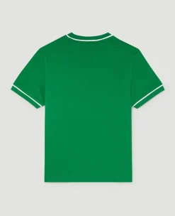 Wimbledon Kids Performance Piping T-Shirt - Green-Kids Tops & T-Shirts