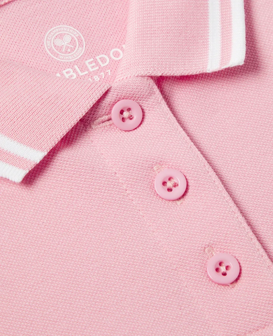 Wimbledon Kids Pique Polo - Pink-Kids Tops & T-Shirts