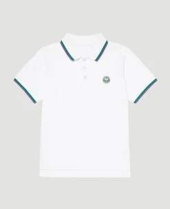 Wimbledon Kids Pique Polo - White-Kids Tops & T-Shirts