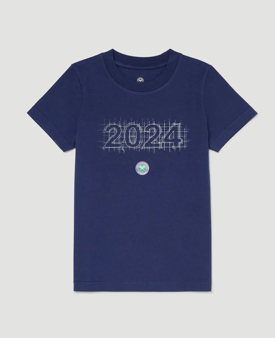 Wimbledon Kids 2024 Sketch T-Shirt - Navy-Kids Tops & T-Shirts