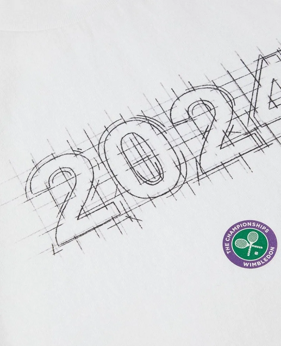 Wimbledon Kids 2024 Sketch T-Shirt - White-Kids Tops & T-Shirts