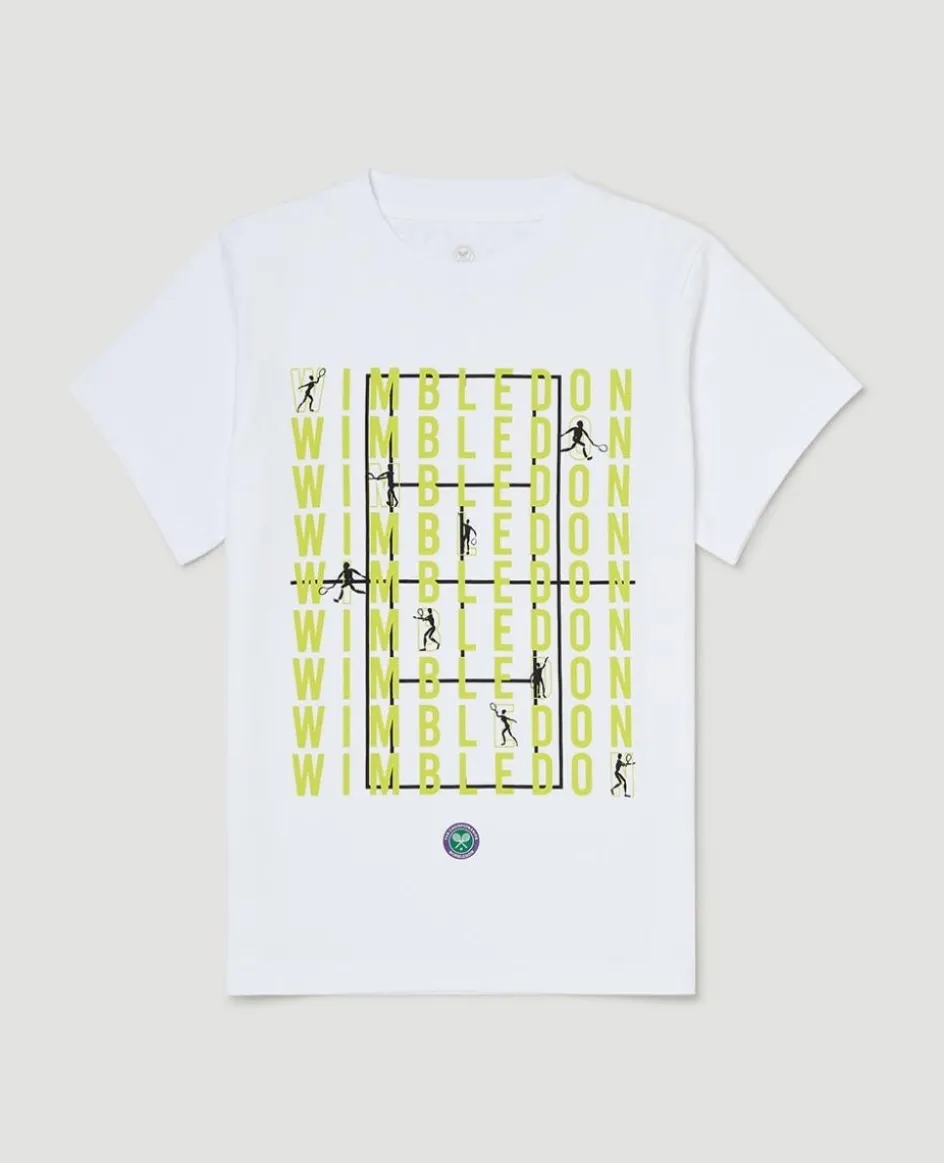 Wimbledon Kids Stickmen T-Shirt - White-Kids Tops & T-Shirts