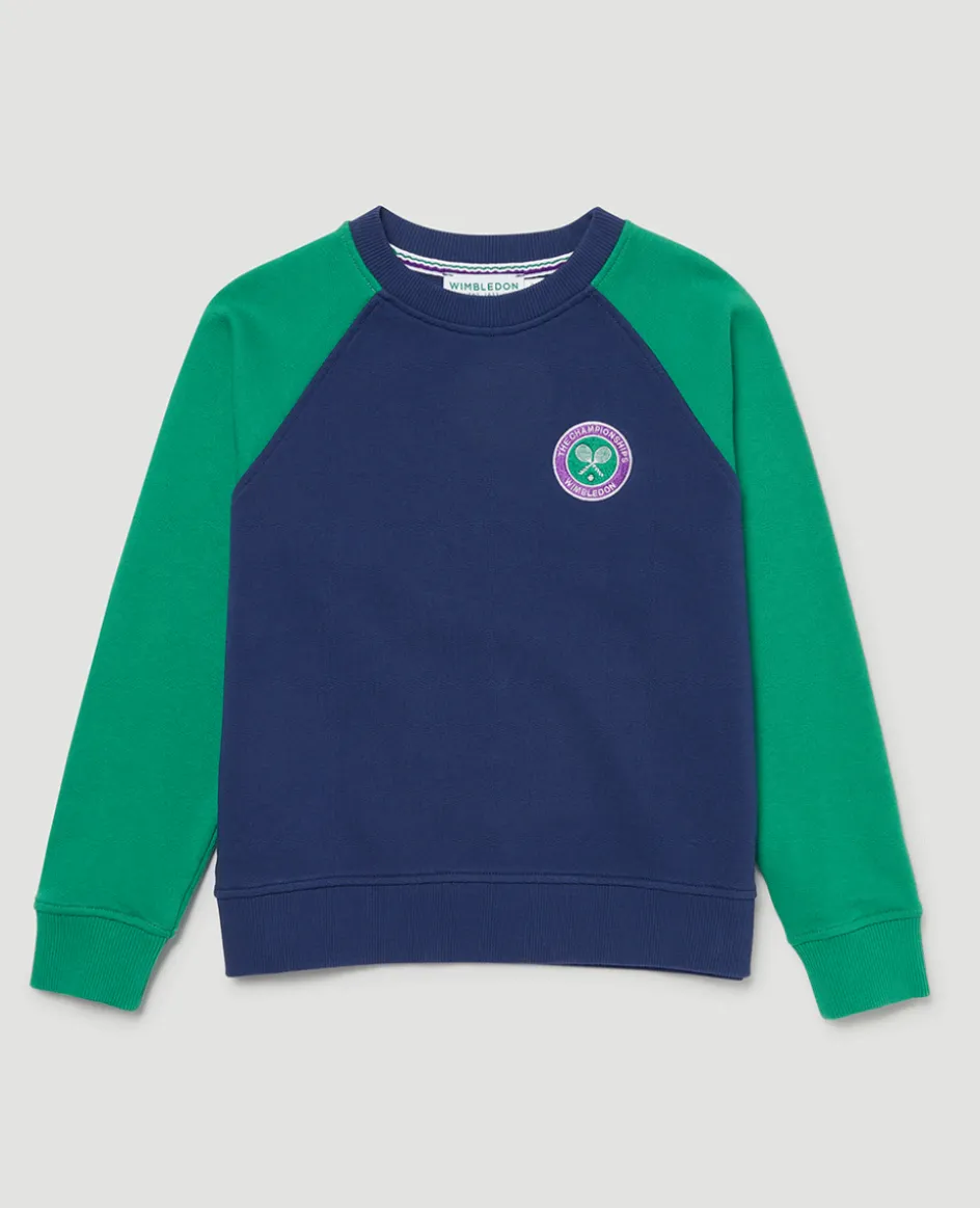 Wimbledon Kids Sweatshirt - Navy & Green-Kids Sweatshirts & Hoodies