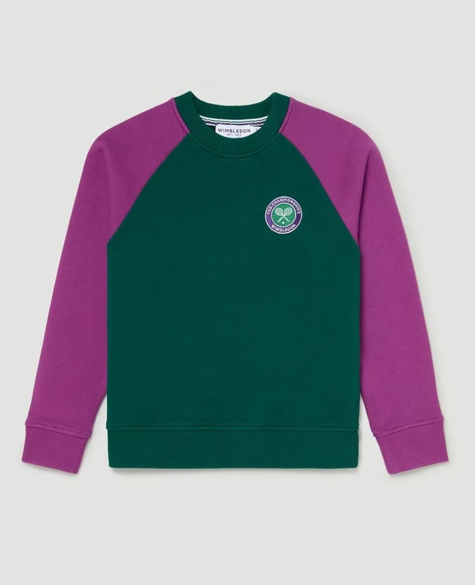 Wimbledon Kids Varsity Sweatshirt - Green & Purple-Kids Sweatshirts & Hoodies