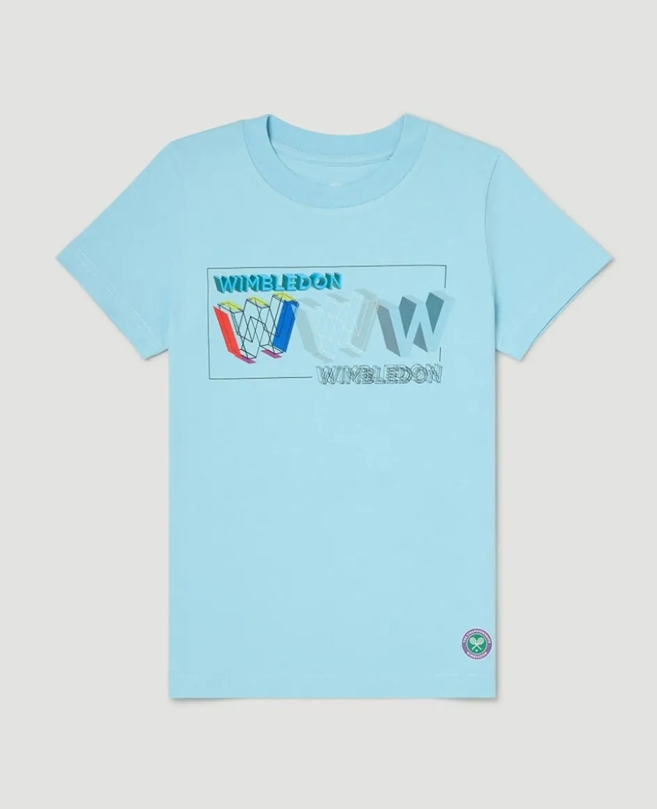 Wimbledon Kids W Process T-Shirt - Blue-Kids Tops & T-Shirts