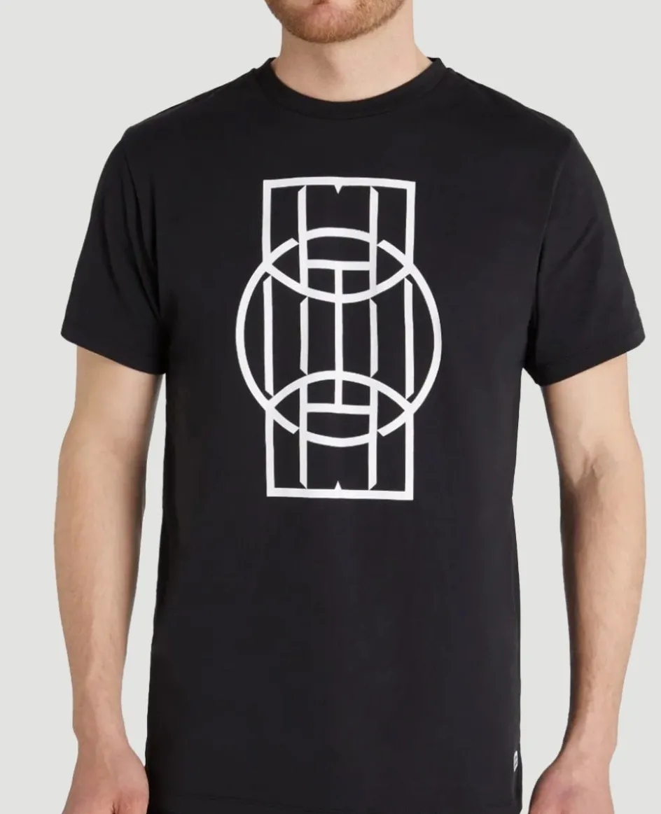 Wimbledon Men's Ball Court Crew Neck T-Shirt - Black- T-Shirts