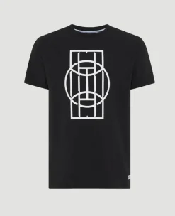 Wimbledon Men's Ball Court Crew Neck T-Shirt - Black- T-Shirts