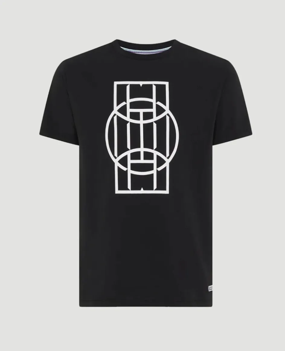 Wimbledon Men's Ball Court Crew Neck T-Shirt - Black- T-Shirts