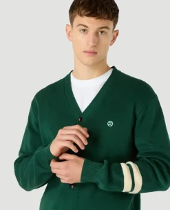 Wimbledon Mens Cardigan - Green- Knitwear