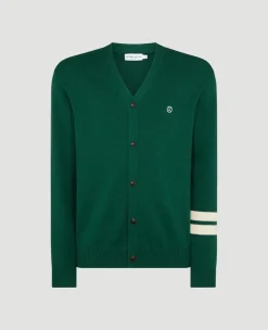 Wimbledon Mens Cardigan - Green- Knitwear