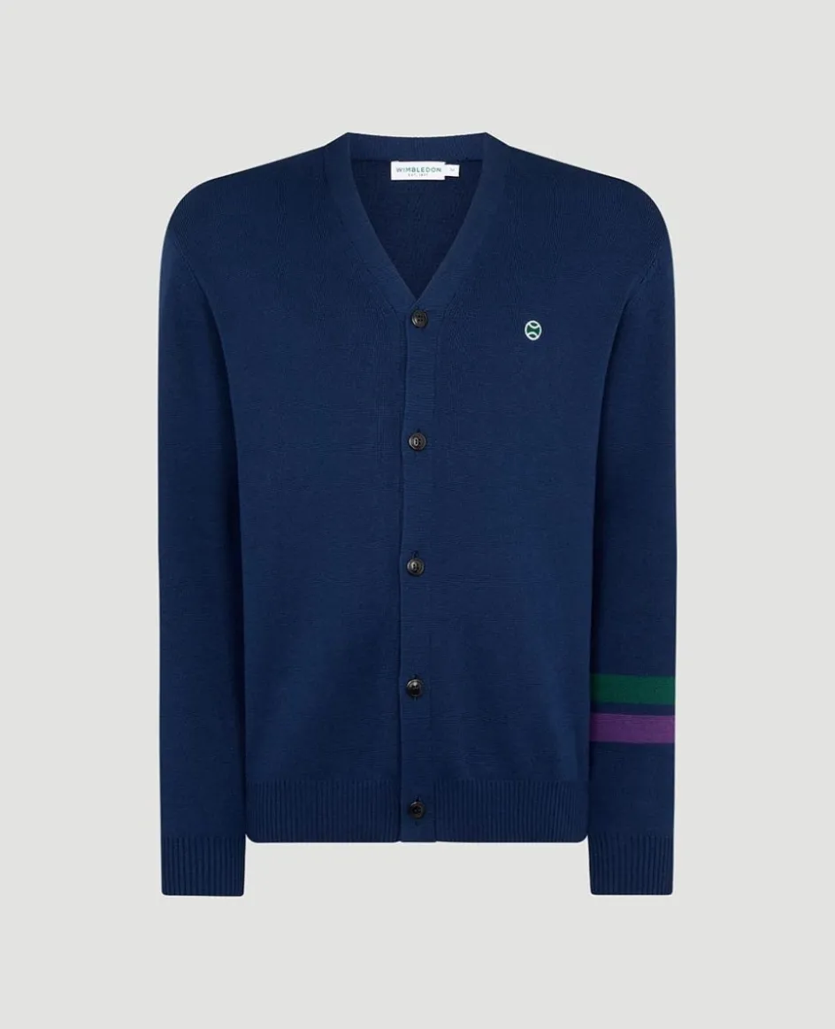 Wimbledon Mens Cardigan - Navy- Knitwear