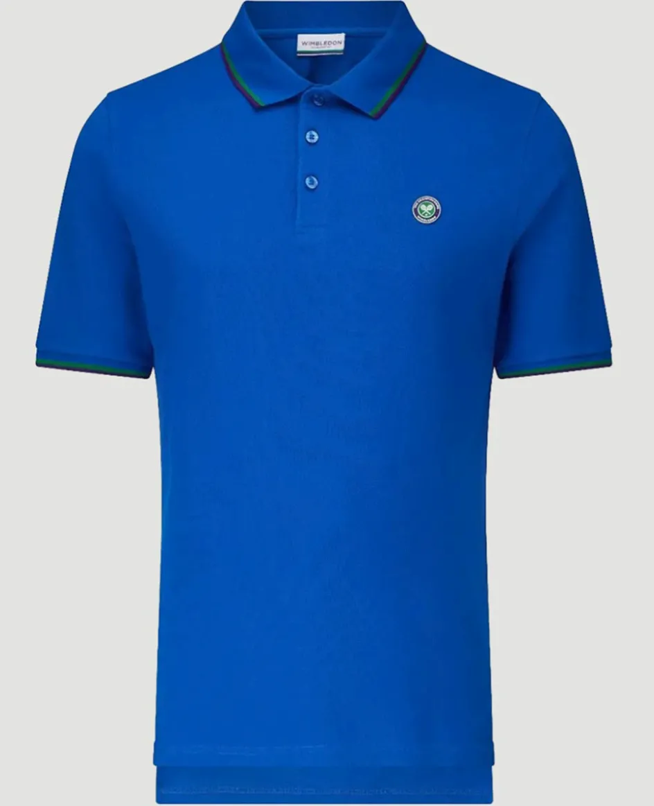 Wimbledon Men's Classic Polo with Championships Logo - Lapis Blue- Polo Shirts