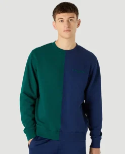 Wimbledon Mens Colour Block Sweatshirt - Green & Navy- Sweatshirts & Hoodies