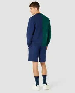 Wimbledon Mens Colour Block Sweatshirt - Green & Navy- Sweatshirts & Hoodies