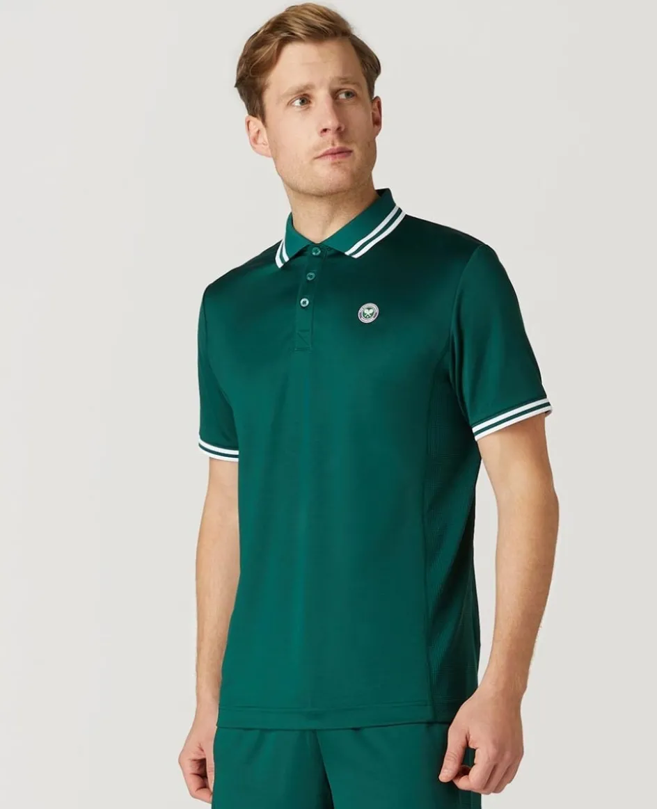 Wimbledon Mens Core Performance Polo - Green- Polo Shirts